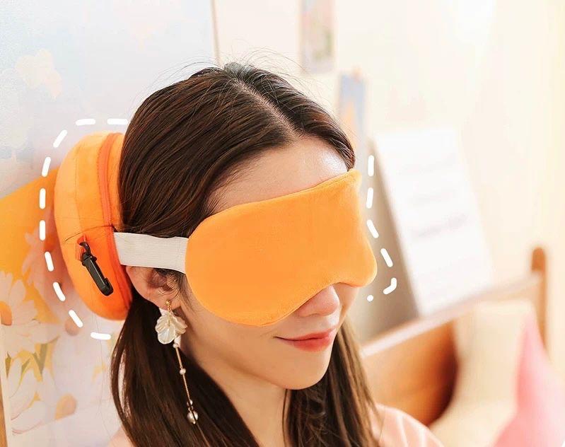 Cartoon Design Neck Pillow with Eye Mask Set
