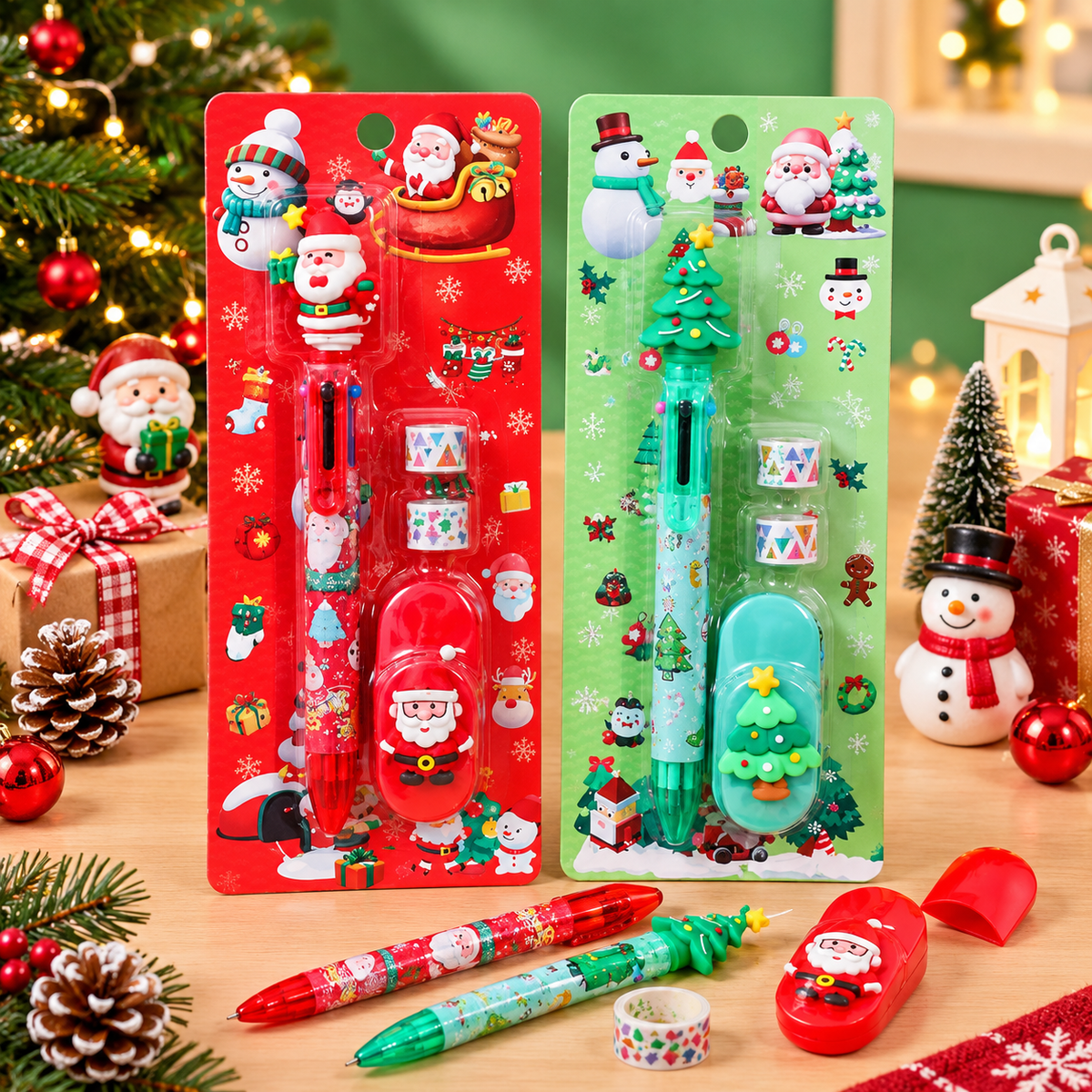 Christmas - 6 in 1 Pen & Correction Tape Set