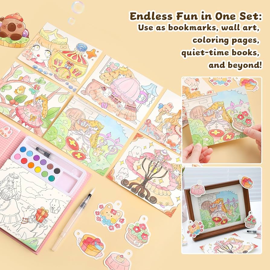 Watercolor Colouring Book - 12 page