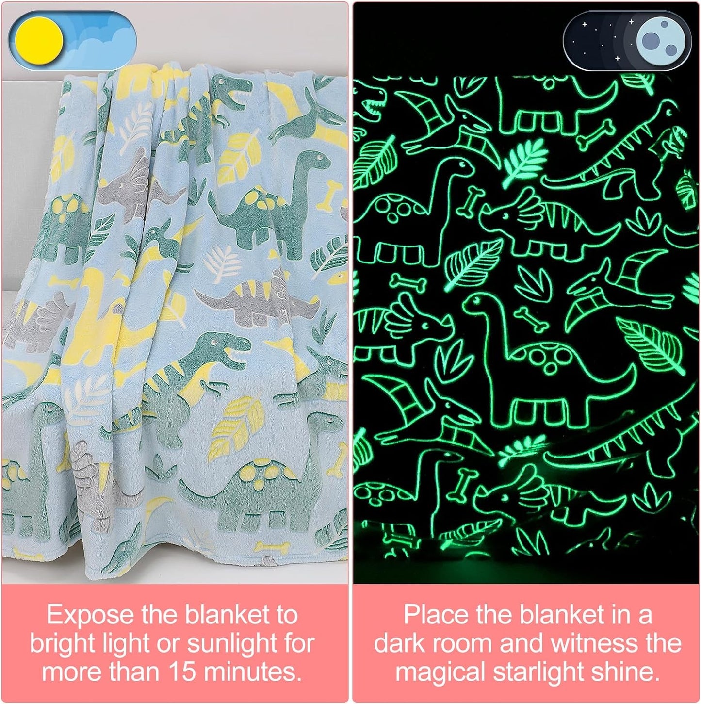Super Soft Cozy Furry Big Blanket - Glow in The Dark (5ft x 6ft)