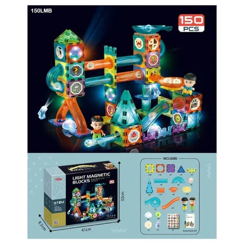 150pcs Educational Luminous Magnetic Building Tiles and Balls (STEM)