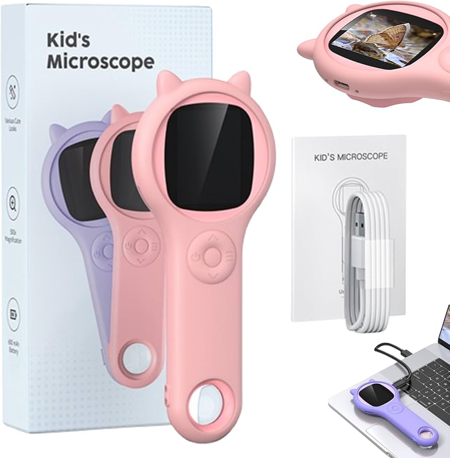 Kids Digital Microscope - 2000x Magnification, HD Display