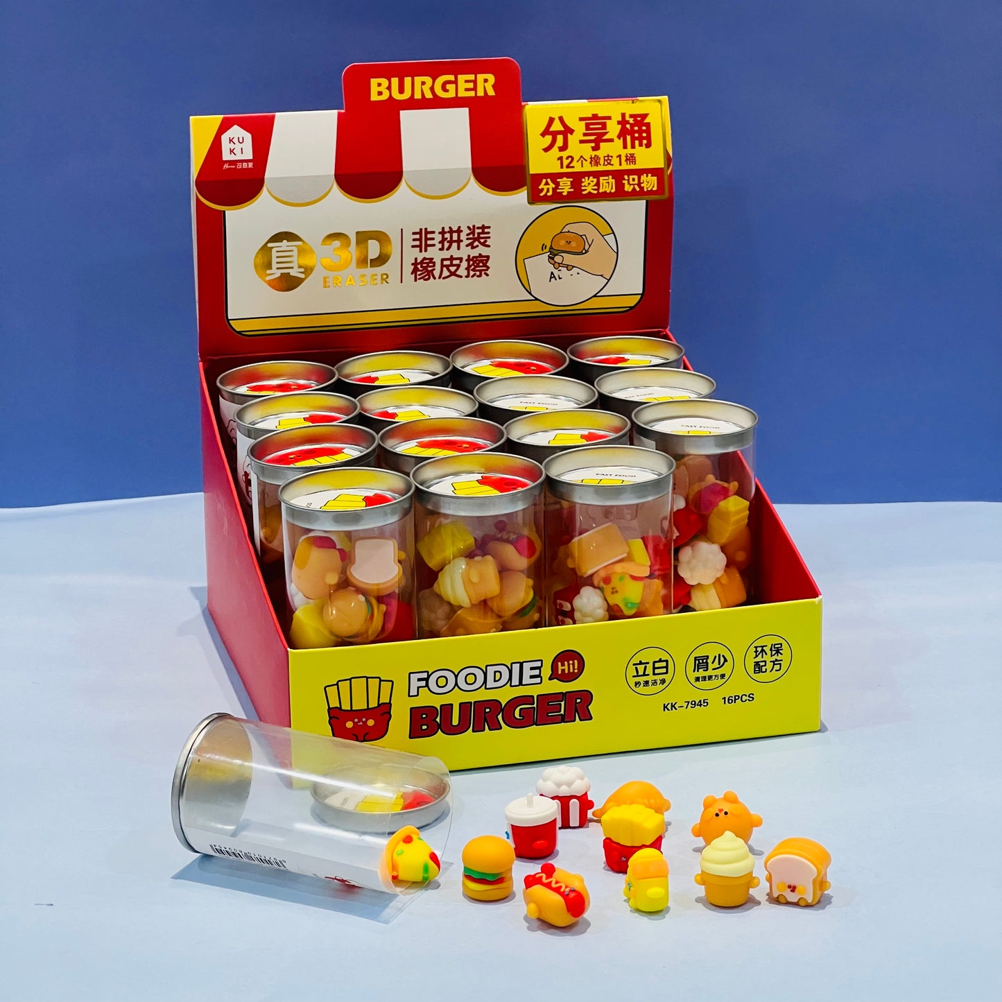 3D Burger Erasers - 12pcs