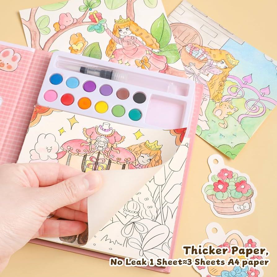 Watercolor Colouring Book - 12 page