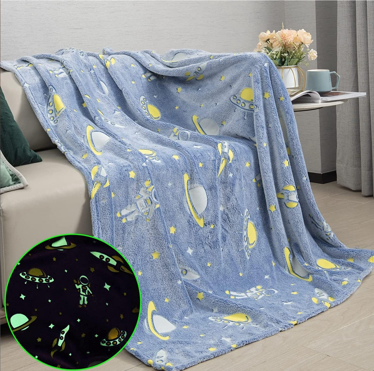 Super Soft Cozy Furry Big Blanket - Glow in The Dark (5ft x 6ft) de