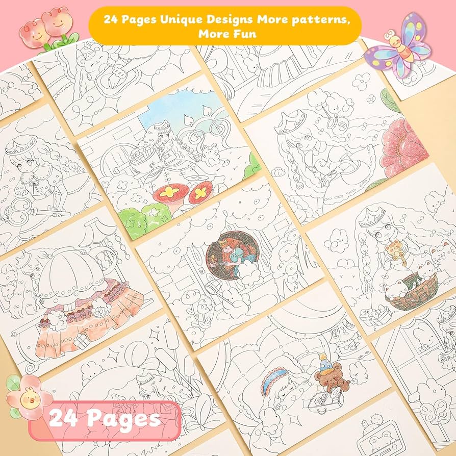 Watercolor Colouring Book - 12 page