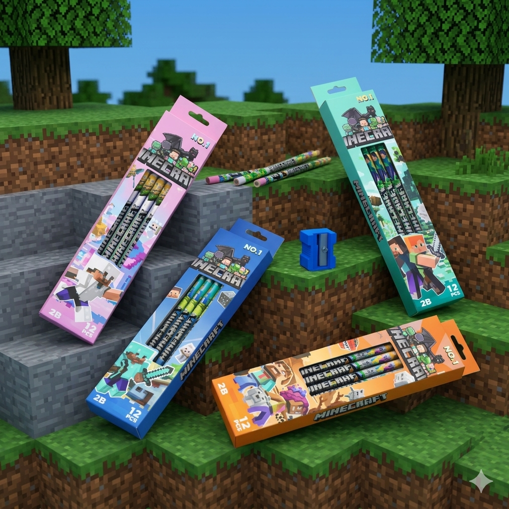 Minecraft - Pencil Box n Sharpener | 12pcs | 2B