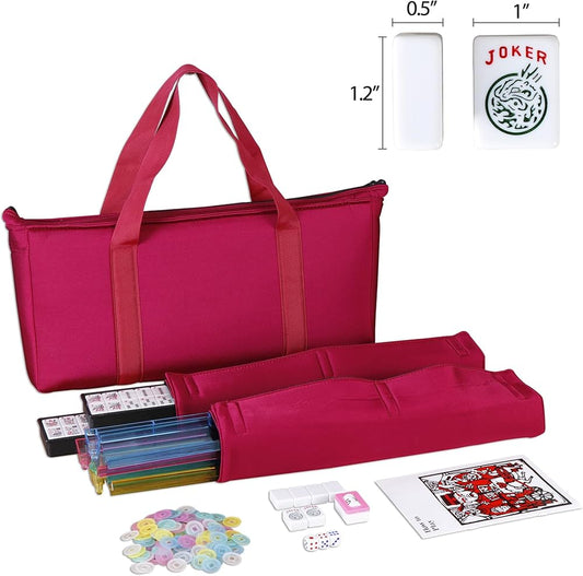 American Mahjong Set - 166 Tiles, 4 Colors All-in-One Rack/Pushers