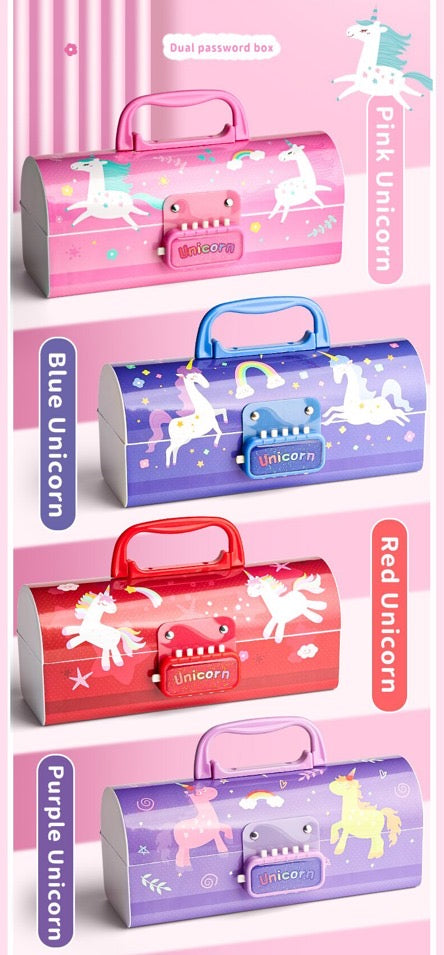 Kawaii Secret Box - Cute Unicorn Pencil Box with Dual Locks !!