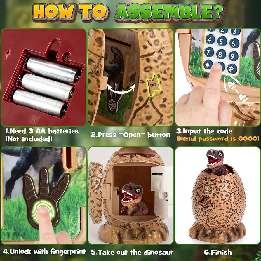 Big Dinosaur Piggy Bank | With Electronic Fingerprint & Password