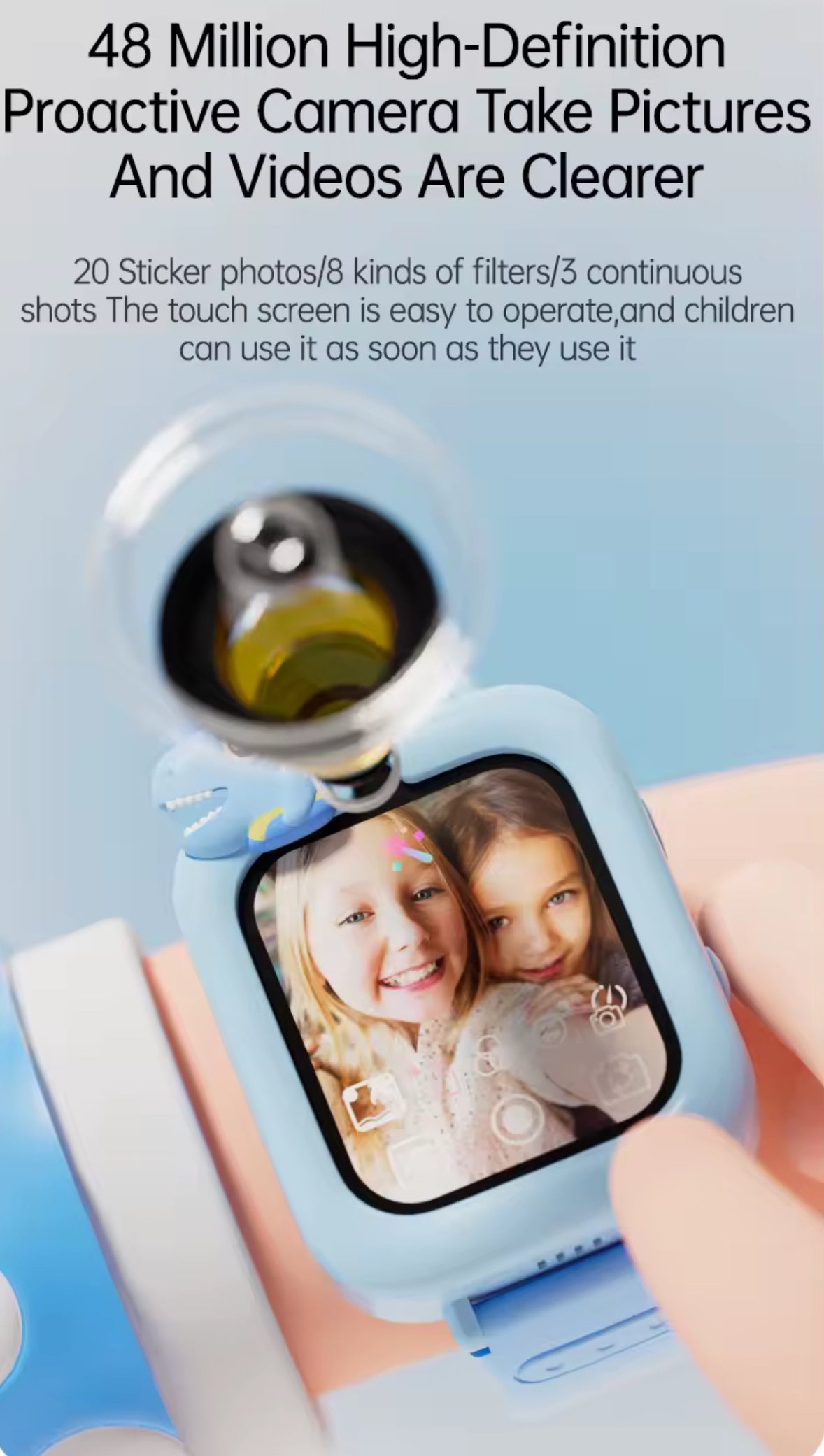 Koool - 1.83” Touch Screen Kids Smart Watch Built In 36 Games Video Recorder Music Player with Flashlight