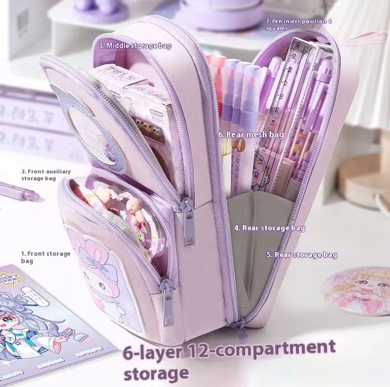 Three Layered Pencil Pouch