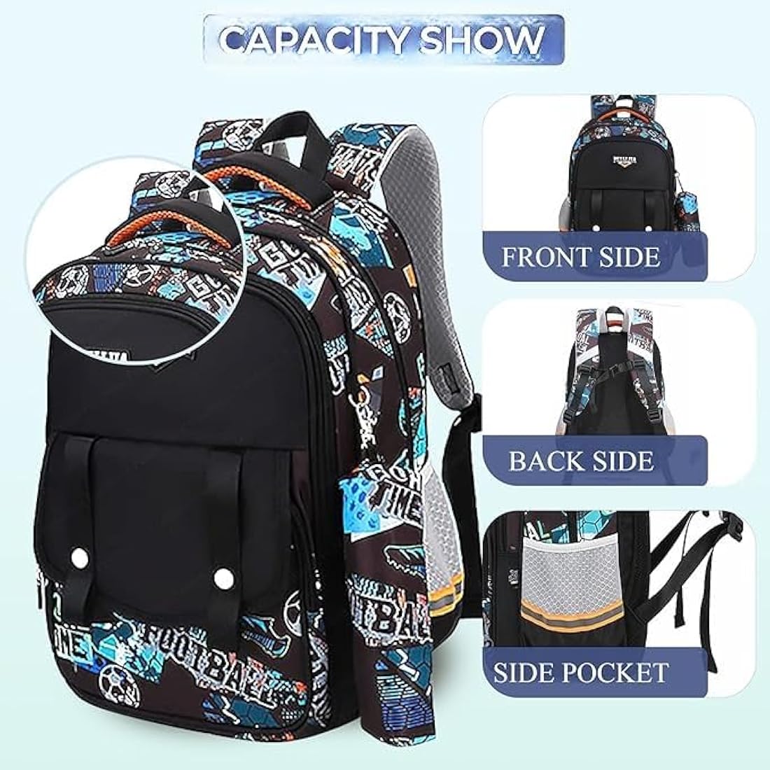 Football World - 16” Multi Pocket Smart Backpack
