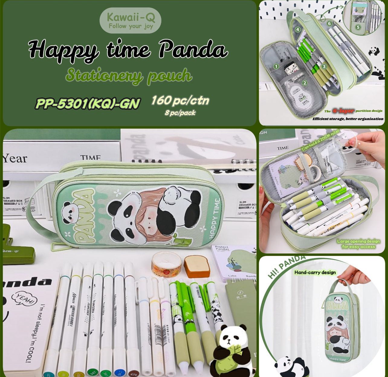 Panda Pouch - 6 Layered Pencil Pouch