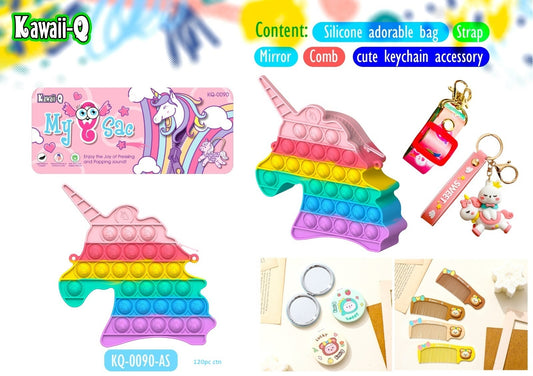 Pop IT Unicorn/Butterfly Sling Bag with Comb and Mirror