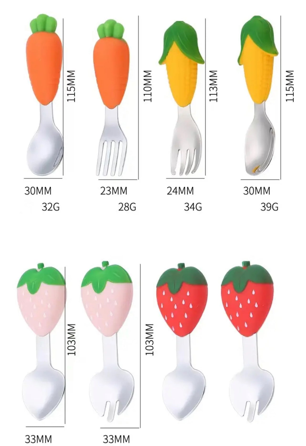 Strawberry - Silicone Spoon-Fork Set