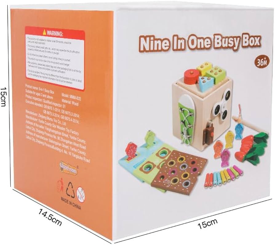 Nine in 1 Busy Box- Wooden Toy