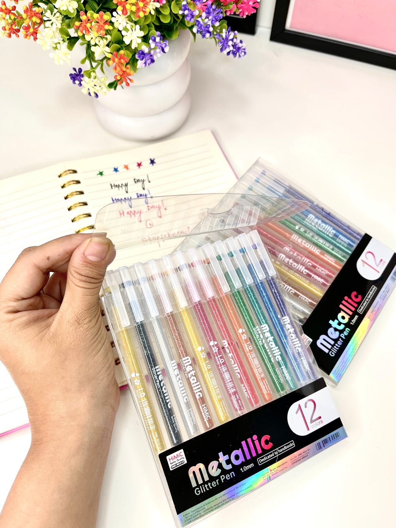 Metallic Glitter Pens - 12pcs