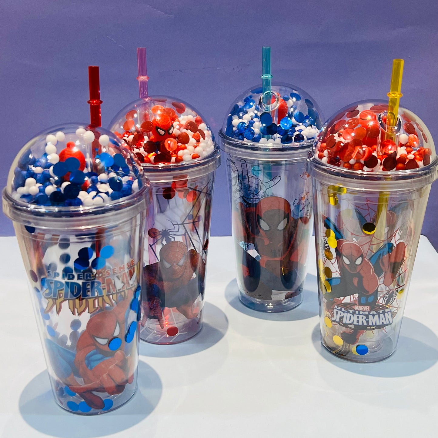 Sparkling Spider-Man Tumbler with Straw