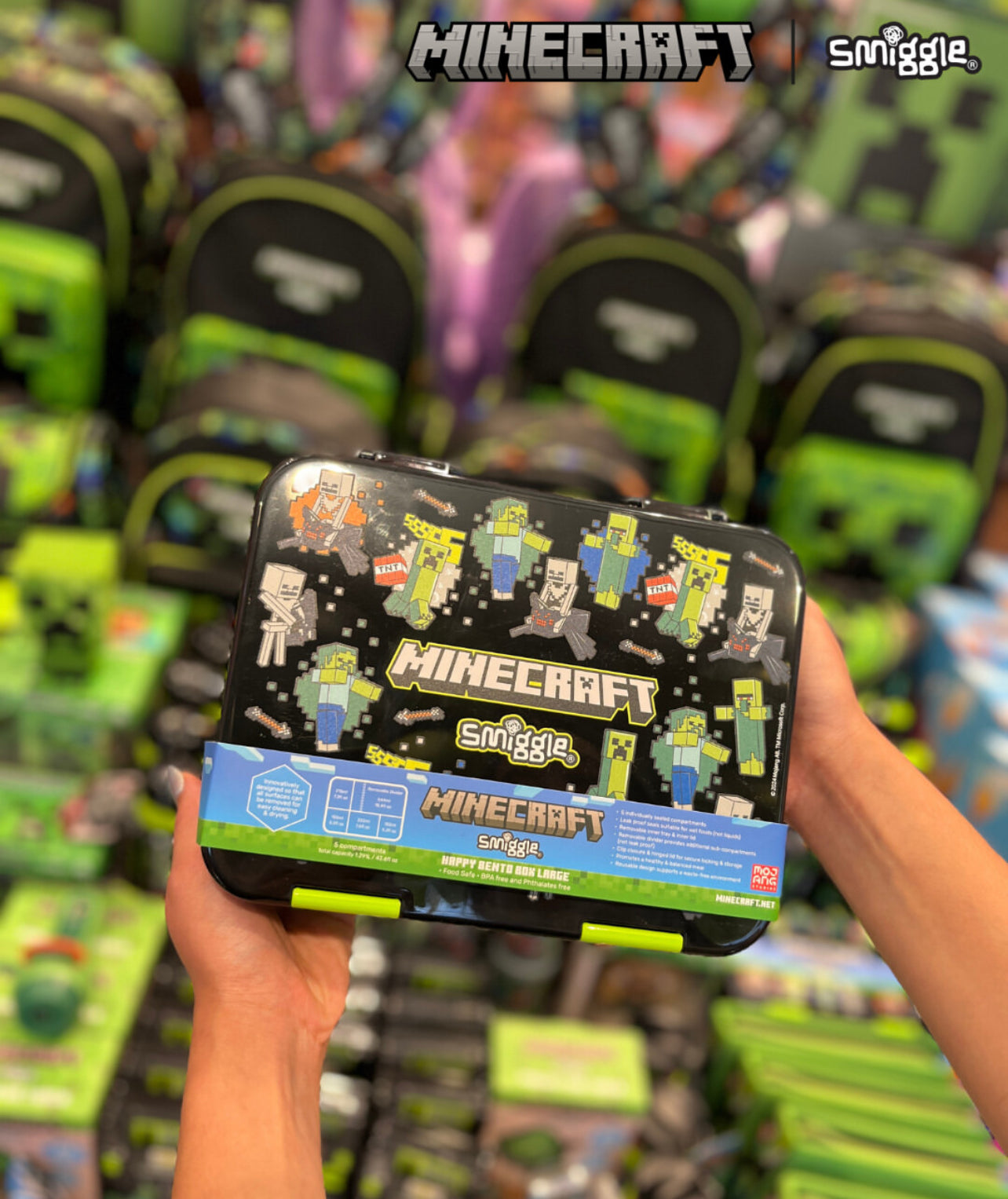 Smiggle - Minecraft Medium Happy Bento Lunchbox