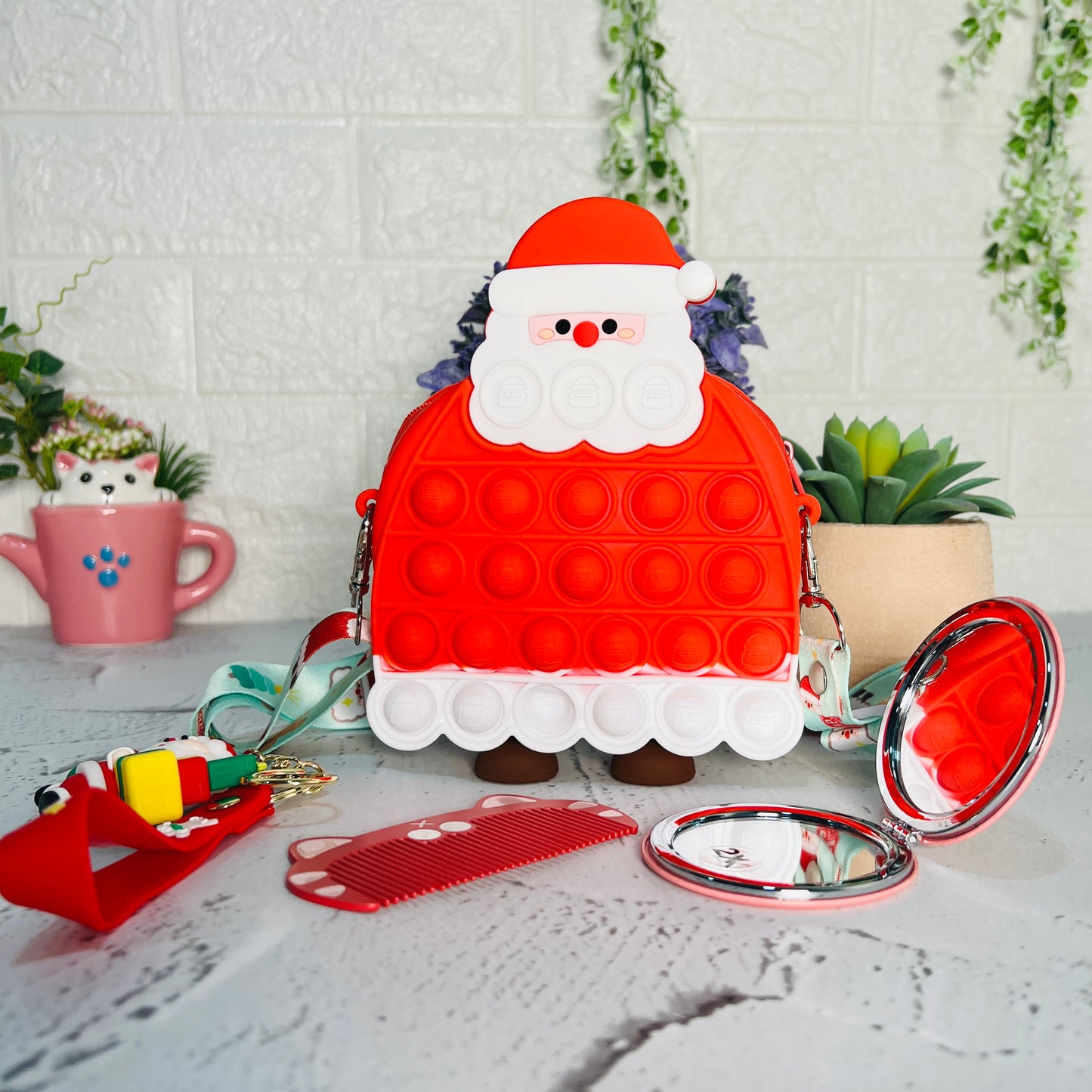 Christmas Gift - Sling Bag with Mirror, Comb and Keychain