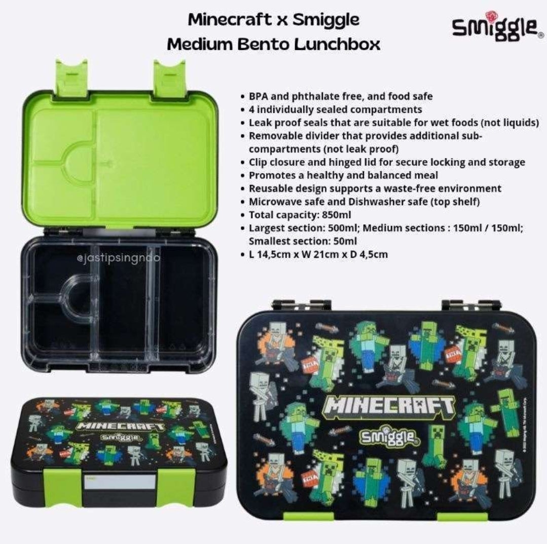 Smiggle - Minecraft Medium Happy Bento Lunchbox