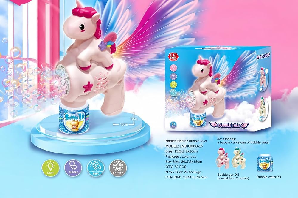 Unicorn Bubble Gun - 5000+ Bubbles in a Minute