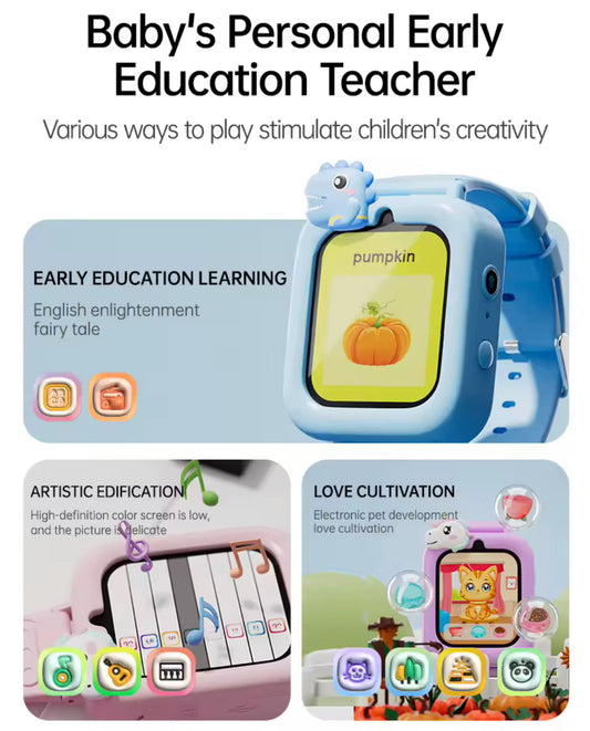 Koool - 1.83” Touch Screen Kids Smart Watch Built In 36 Games Video Recorder Music Player with Flashlight