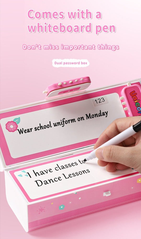 Kawaii Secret Box - Cute Unicorn Pencil Box with Dual Locks !!
