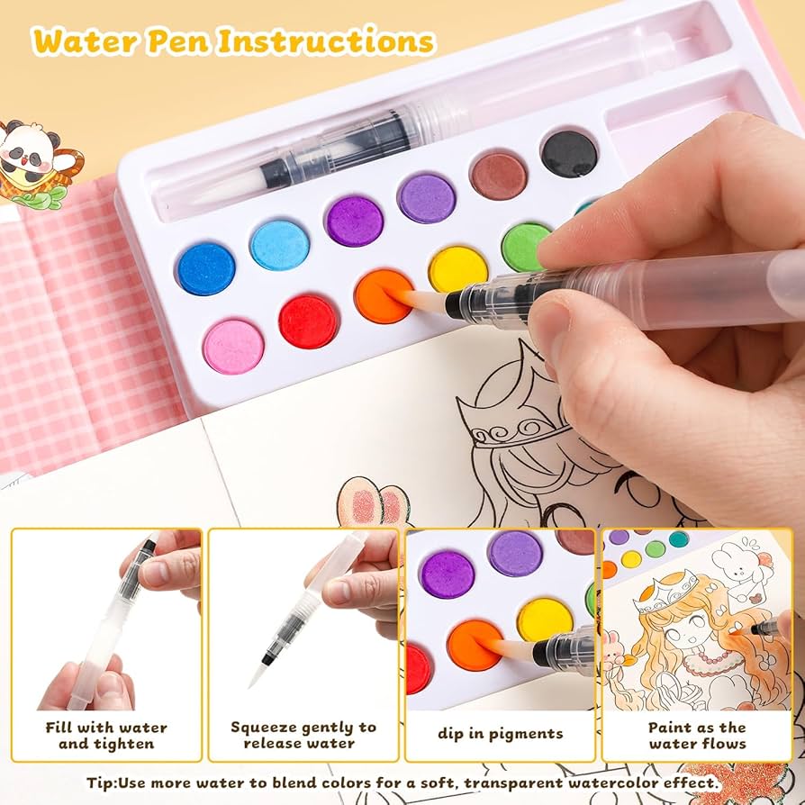 Watercolor Colouring Book - 12 page