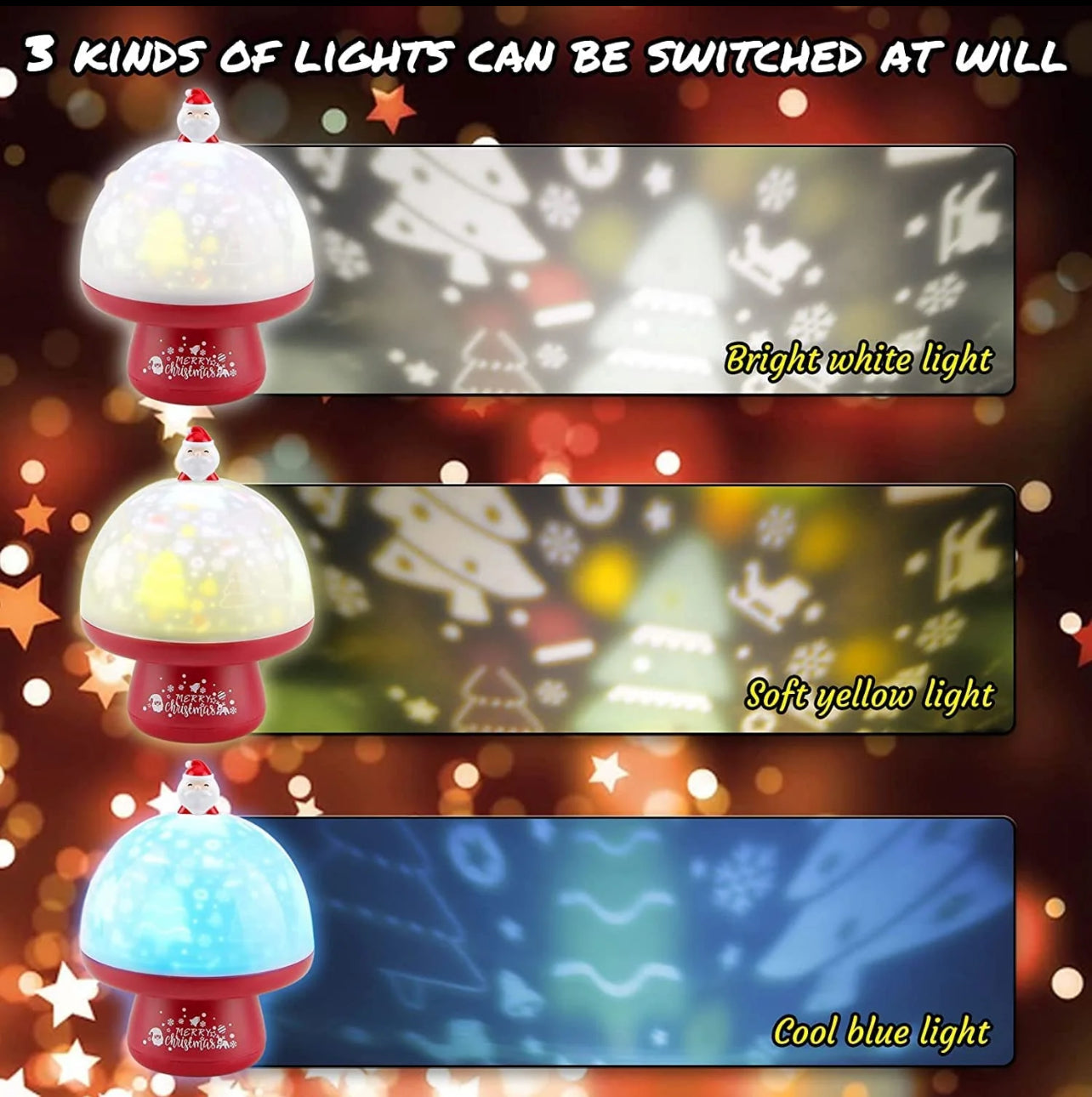 Christmas- 3 in 1 Projector Lamp-Night Lamp