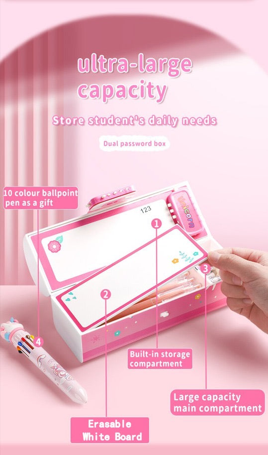 Kawaii Secret Box - Cute Unicorn Pencil Box with Dual Locks !!