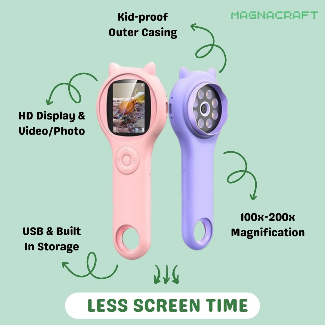 Kids Digital Microscope - 2000x Magnification, HD Display