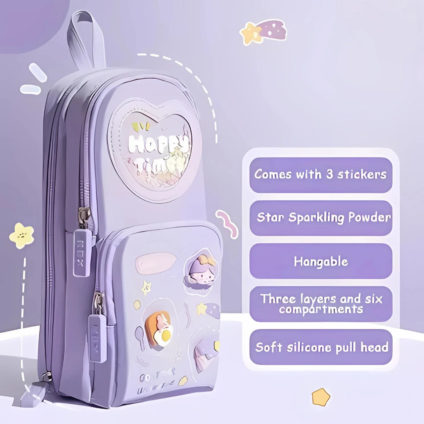 School Bag Shape Kawaii Pencil Pouch