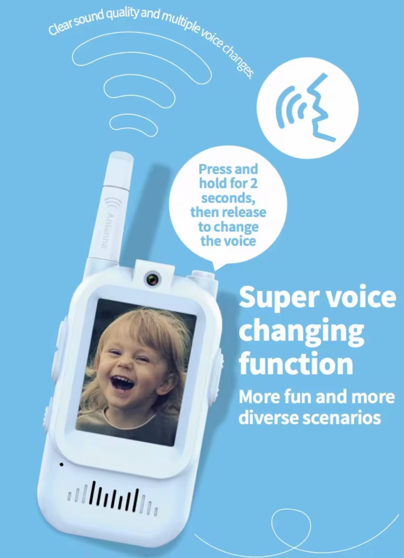 Video Walkie Talkies for Kids | HD Camera, Voice Changer & Screen Display