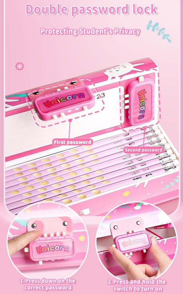 Kawaii Secret Box - Cute Unicorn Pencil Box with Dual Locks !!