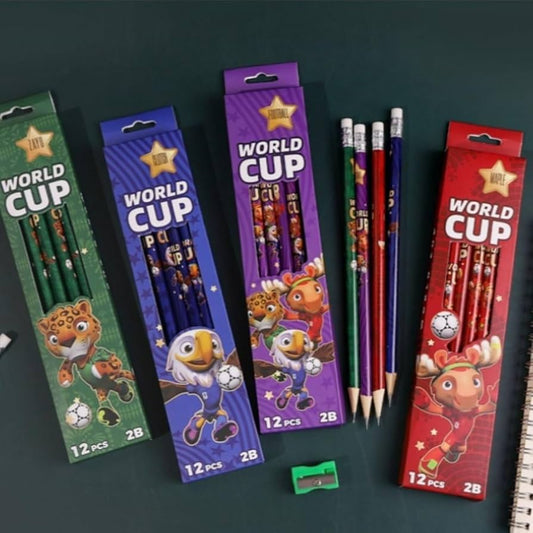 Football World Cup 2026 Pencils and Sharpener - 12pcs