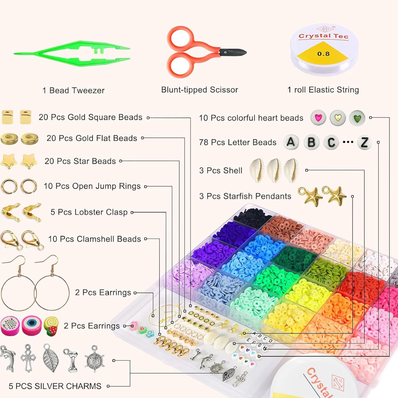 4200pcs Clay Beads for Jewellery Maker