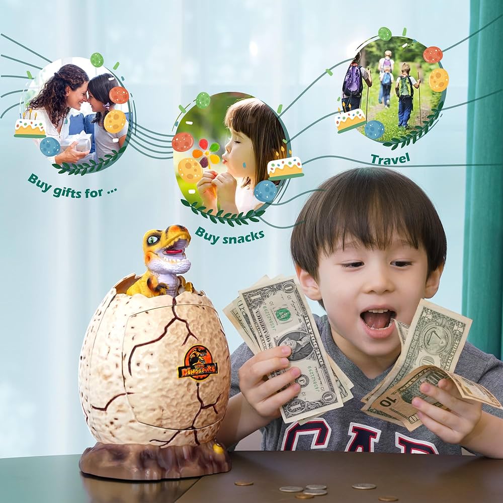 Big Dinosaur Piggy Bank | With Electronic Fingerprint & Password