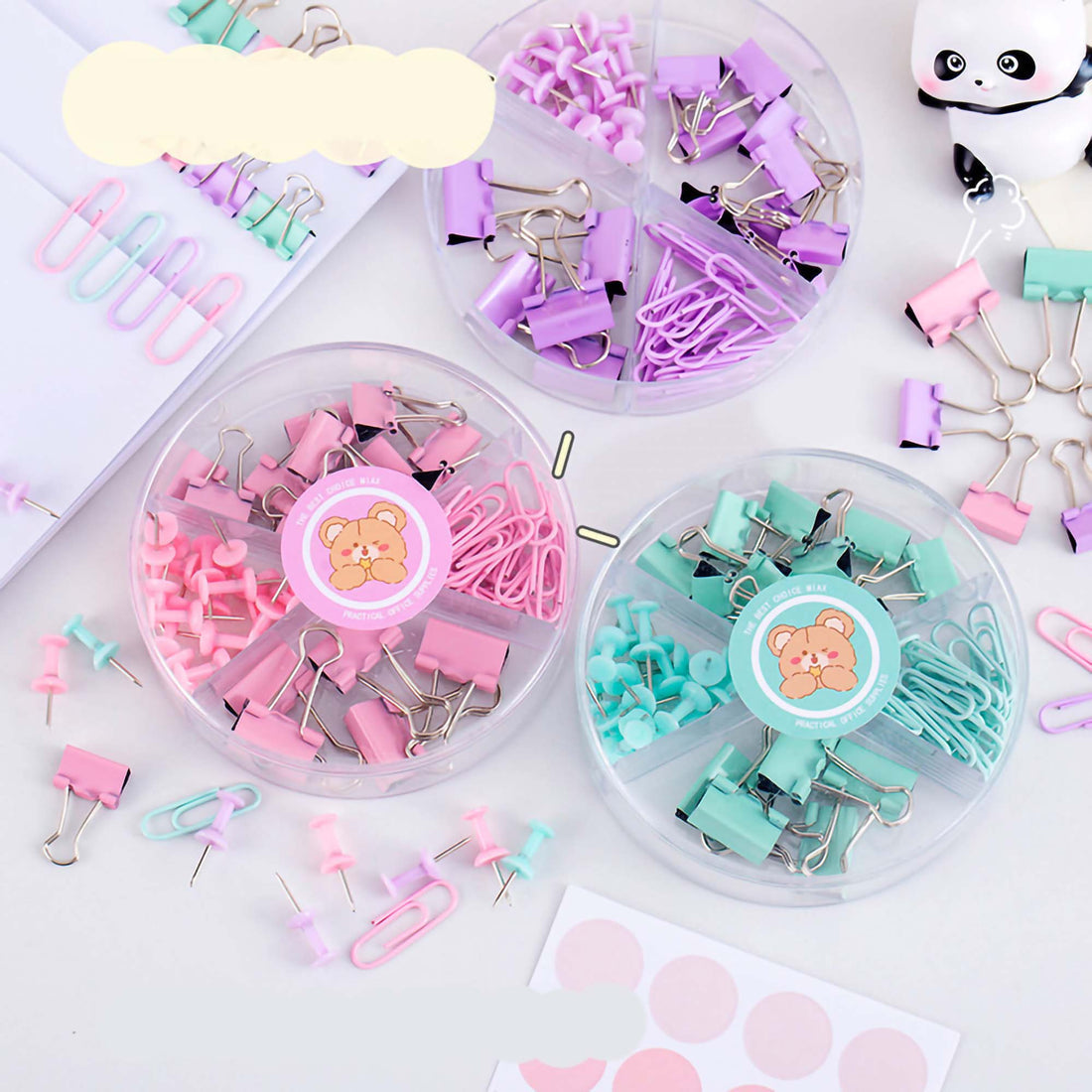 Paper Clips - Binder Clips & Push Pins Set