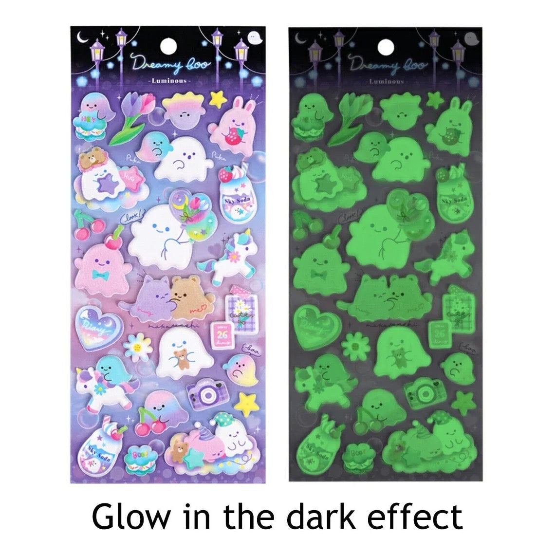 3D Puffy - Glow in Night Stickers