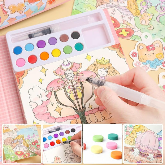 Watercolor Colouring Book - 12 page