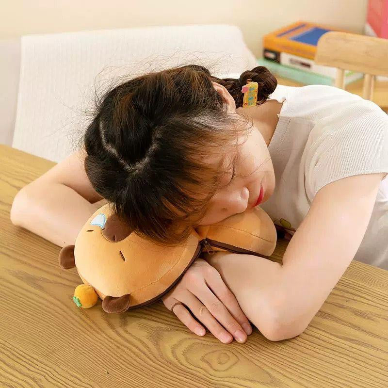Cartoon Design Neck Pillow with Eye Mask Set