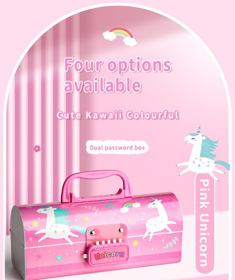 Kawaii Secret Box - Cute Unicorn Pencil Box with Dual Locks !!