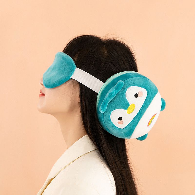 Cartoon Design Neck Pillow with Eye Mask Set