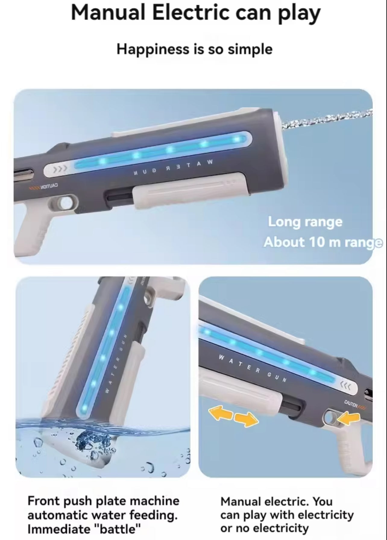 Water Summershot | Double Auto+Manual | 42cm| LED Lights