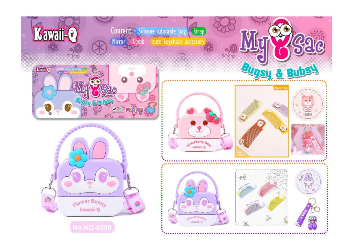 Flower Bunny - Sling Bag with Mirror, Comb and Keychain