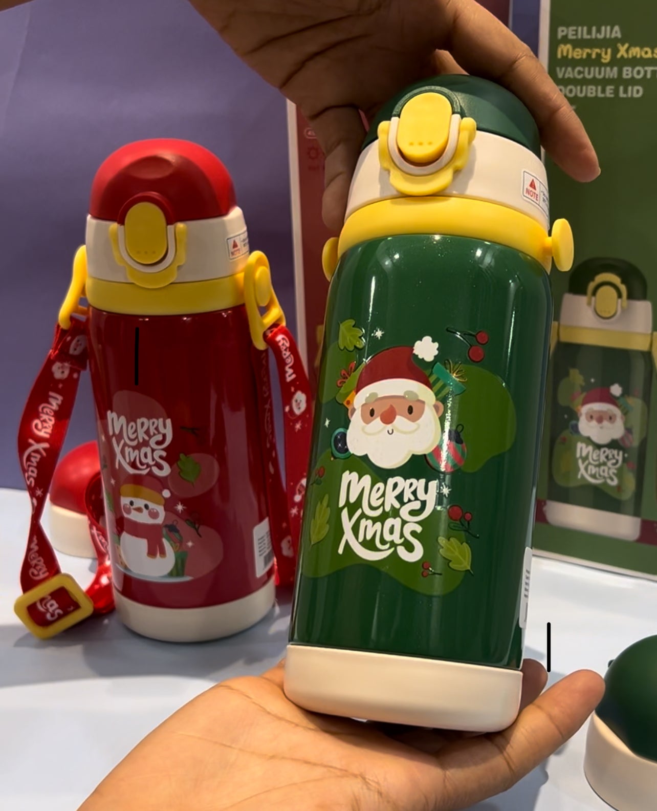 Christmas - Cute Vacuum Flask with Dual Caps