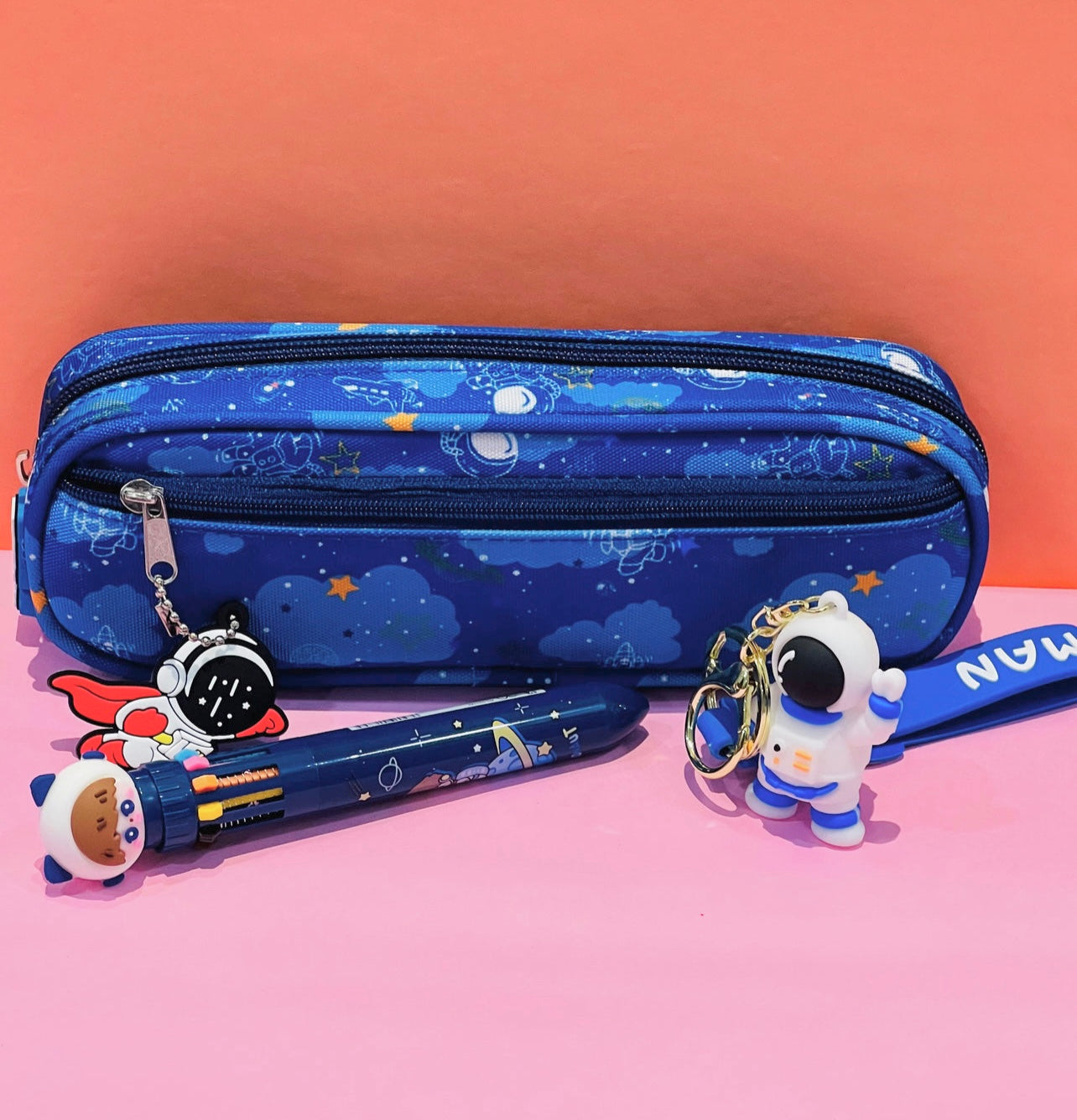 Cute Pencil Pouch with Pen and Keychain - Gift Pack