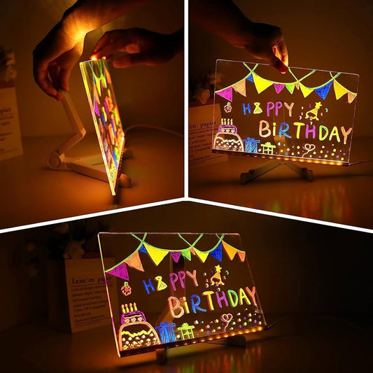 3D Acrylic LED Note Board with Pen & Light